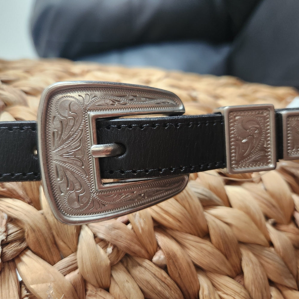 SOLD Madewell Black and Silver Belt